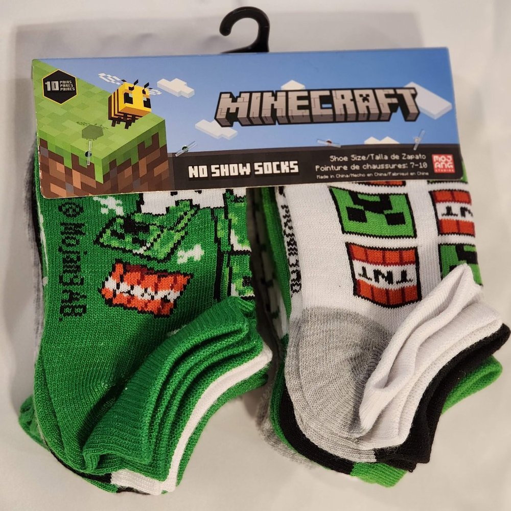 NWT: 10 pack Minecraft toddler socks shoe size 7-10